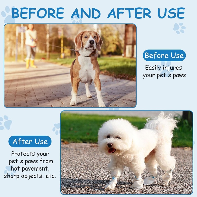 Dog Booties Paw Protector - 【クリスマス】ペット用使い捨てシューズカバー - 不織布、防水、滑り止め、暖かい犬用ブーツ、使い捨て犬用ブーツ＆足保護具