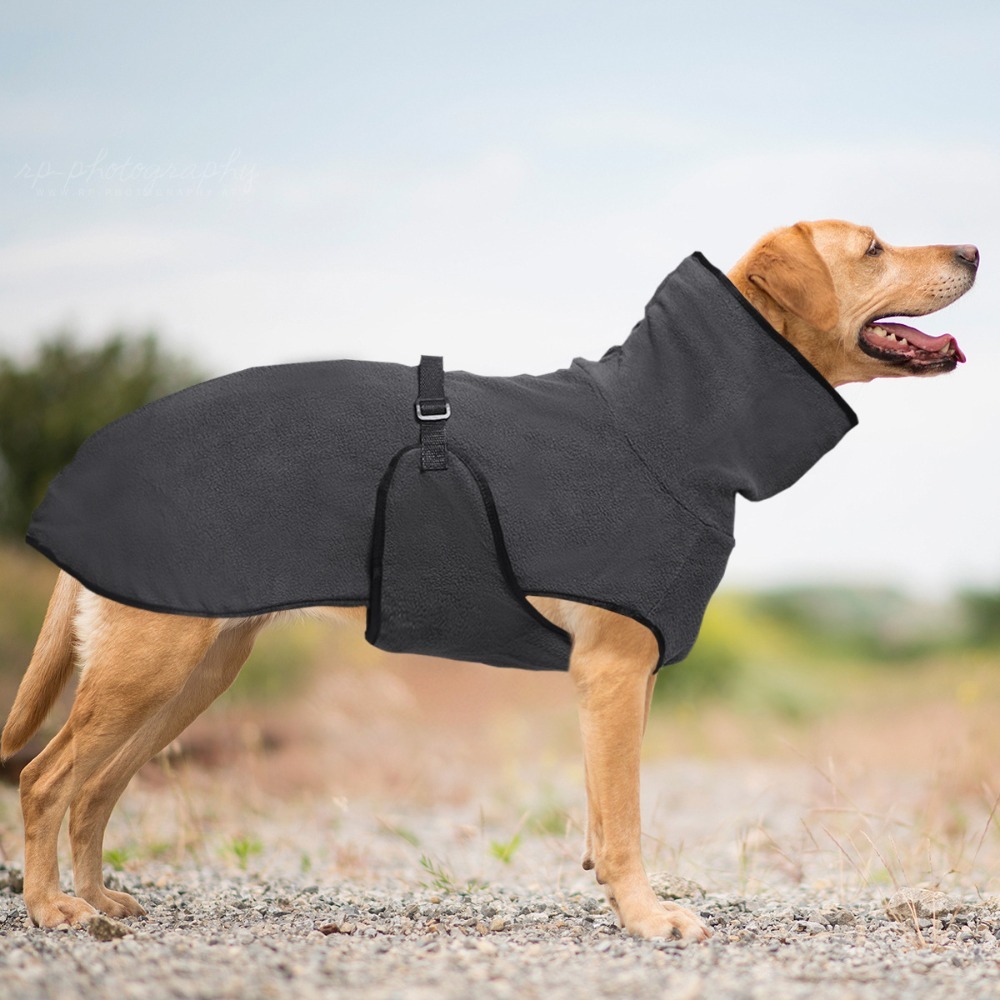 Dog Anxiety Vest - 無地の暖かい冬用犬服、防風ハイネック犬用不安軽減ベスト、厚手の柔らかいペットベストコート、寒い季節用
