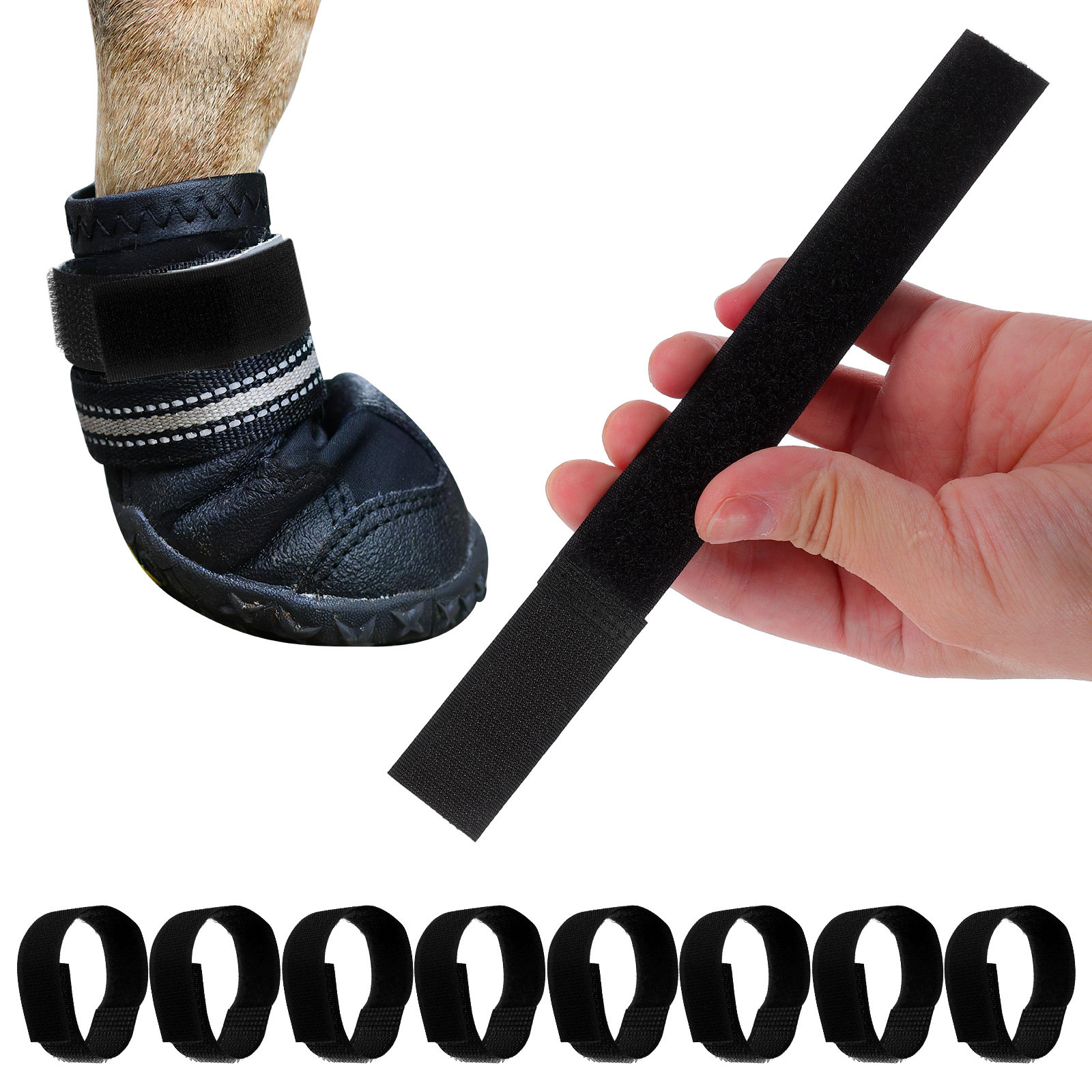 Dog Booties Paw Protector - 10個入り調整可能なペット用ブーティーファスナー、滑り止め防水ソックスストラップ、犬の足保護バンド、屋外用犬靴アクセサリー