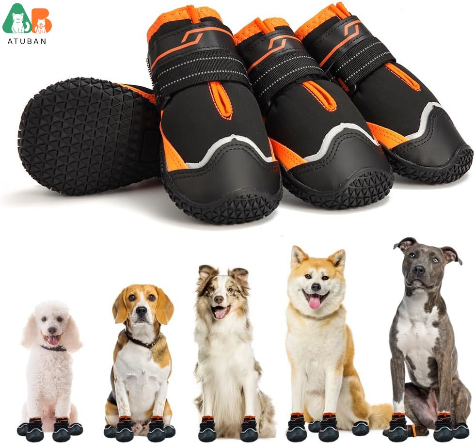 Dog Booties Paw Protector - Atuban-犬用滑り止めブーツ,保護プロテクター,防水,犬のブーツ,雨の日,ハイキング,夏,人気のパジャマ
