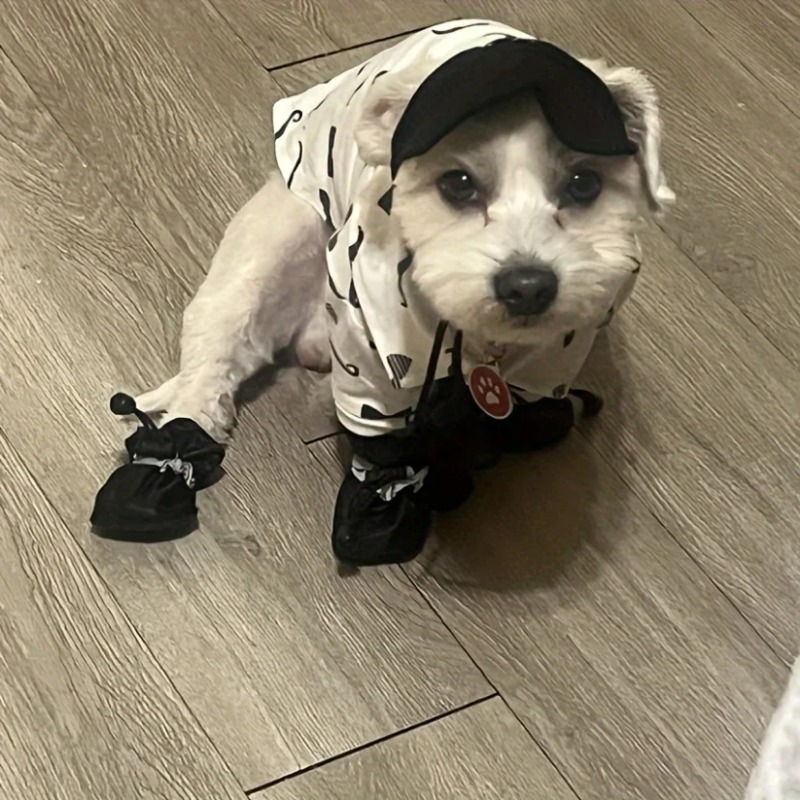 Dog Booties Paw Protector - 4個入りペット用レインブーツ、小型犬用防水シューズ、滑り止め付き足保護、屋外用子犬用ブーツ、足を乾いた状態で保ち、清潔に保ちます