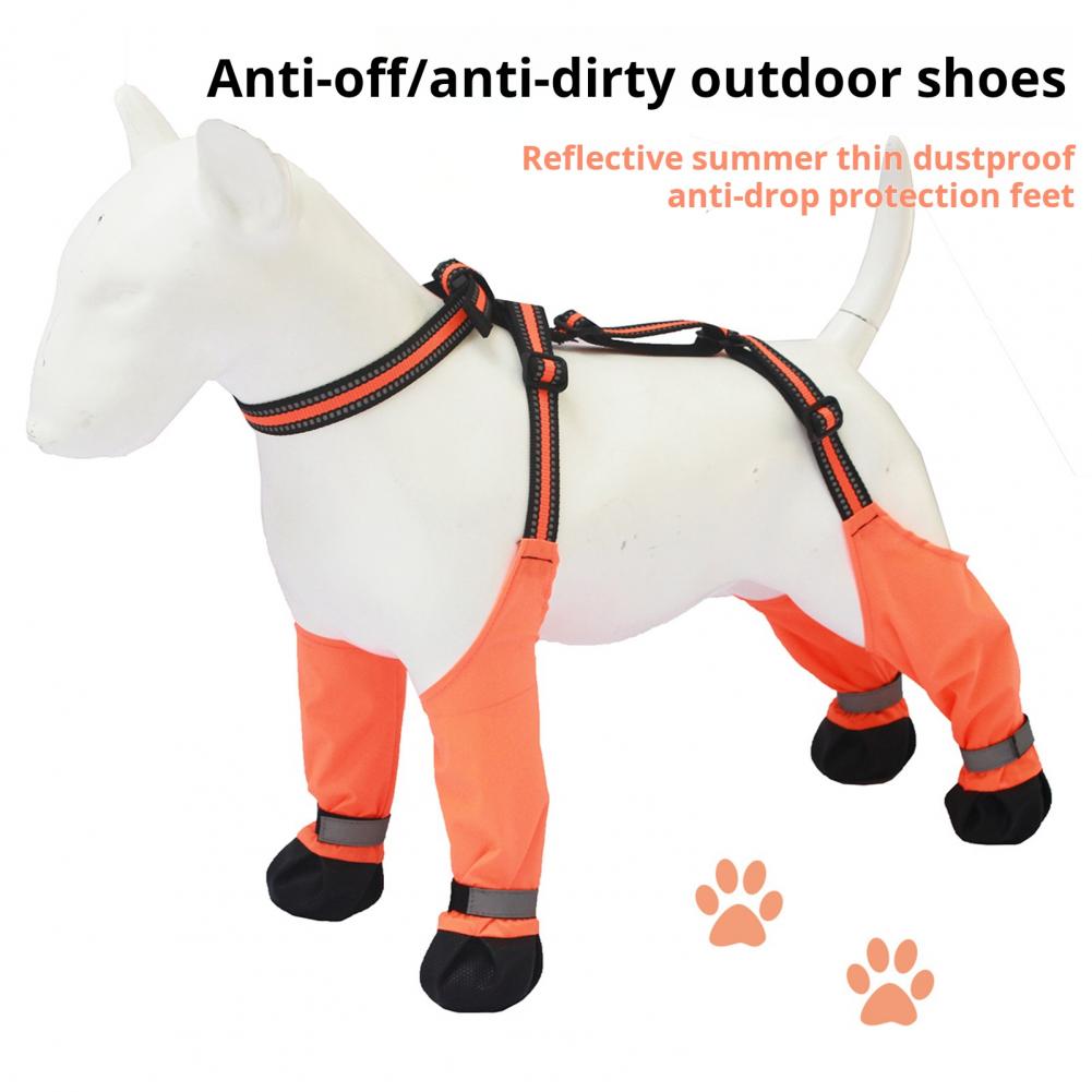 Dog Booties Paw Protector - 犬用サスペンダーブーツ、滑り止め犬用足保護防水ブーツレギンス、調節可能な犬用サスペンダーシューズ、雨天ハイキング用