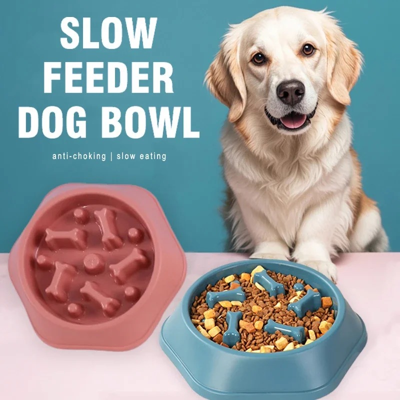 Slow Feeder Dog Bowl - 1個入りスローフィーダー犬用ボウル、窒息防止子犬用フードボウル、滑り止めペット用スローエット食器、犬用パズルフィーダー、小型犬・中型犬用
