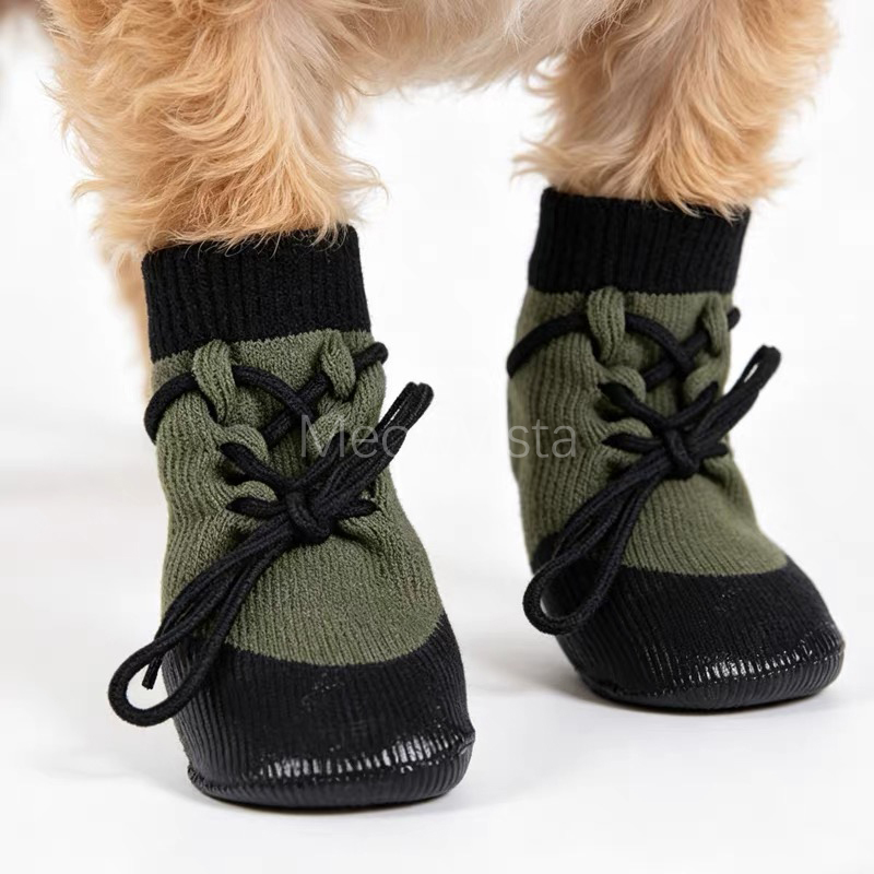 防水・滑り止めソール付き調節可能な落下防止ドローストリング付 - Dog Booties Paw Protector のレビューと価格