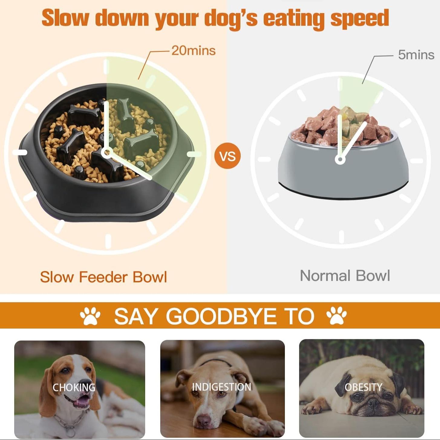 インタラクティブスローフィーダーボウル窒息防止ペットフードボ - Slow Feeder Dog Bowl のレビューと価格