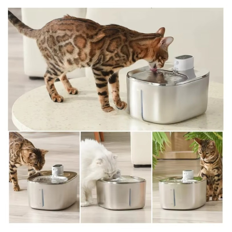 ステンレス製ペット用ウォーターボウル 電動自動センサー式猫用 - Pet Water Fountain のレビューと価格