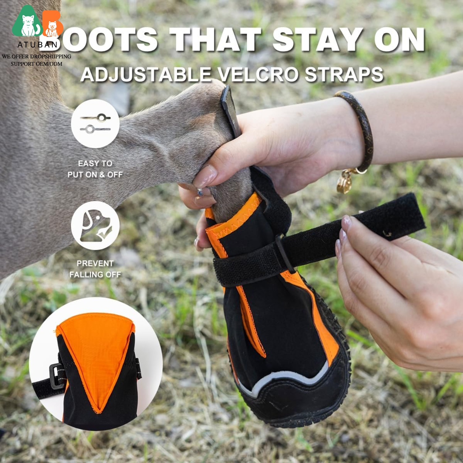 ATUBAN 犬用シューズ、熱い舗装、冬の雪用の防水犬用ブー - Dog Booties Paw Protector のレビューと価格