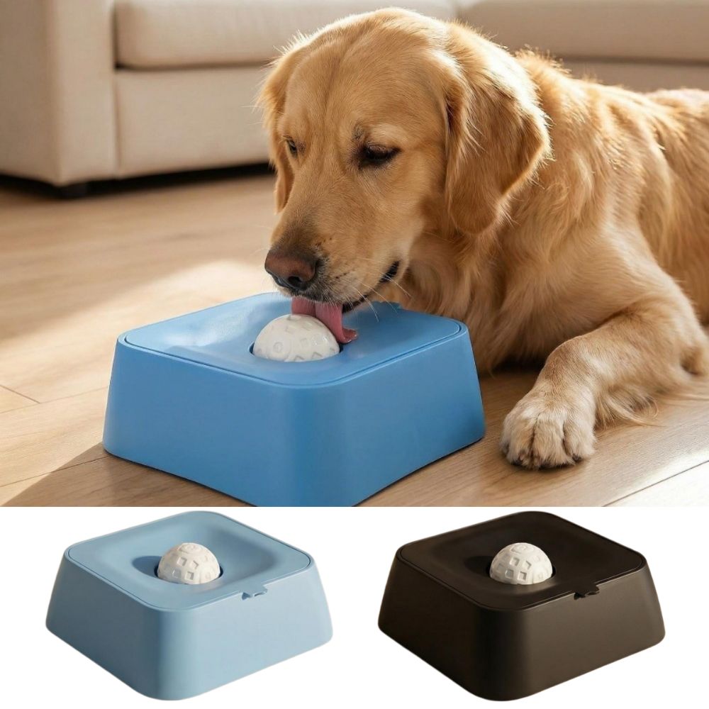 PP素材製犬用リックボウル、回転ボール付き、青黒、ペット用ス - Slow Feeder Dog Bowl のレビューと価格