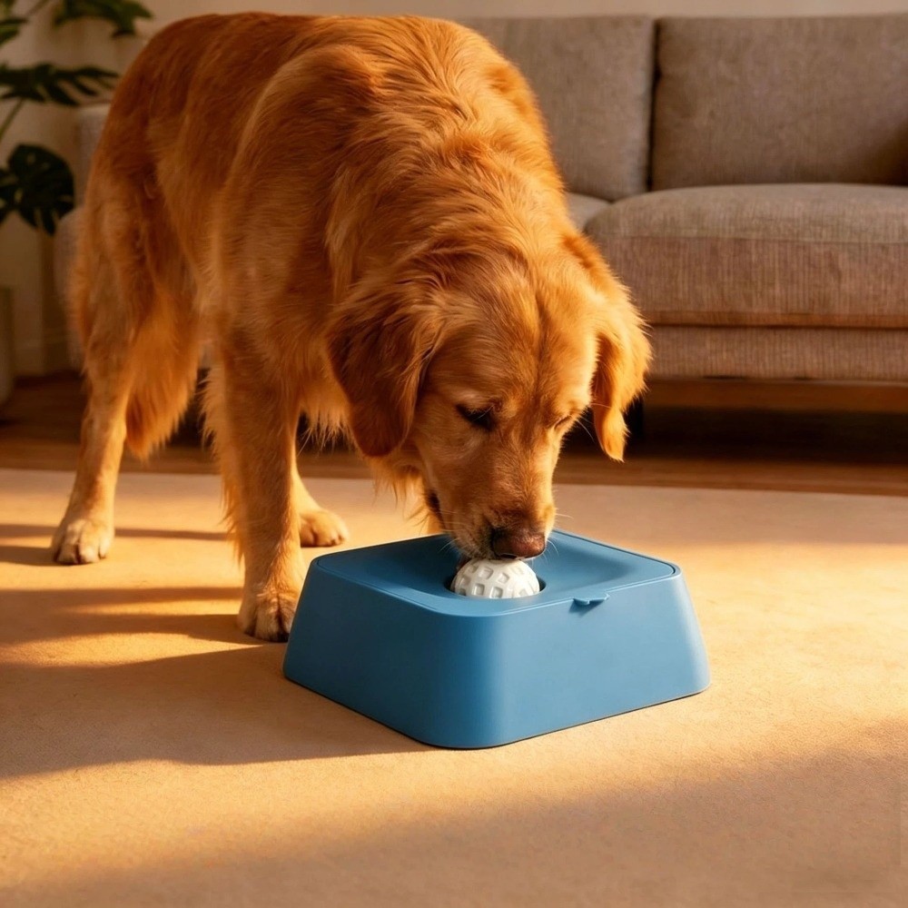 PP素材製犬用リックボウル、回転ボール付き、青黒、ペット用ス - Slow Feeder Dog Bowl のレビューと価格