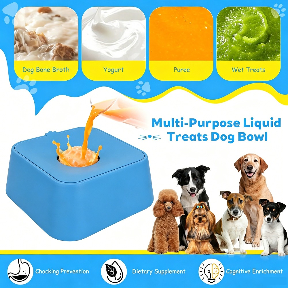 PP素材製犬用リックボウル、回転ボール付き、青黒、ペット用ス - Slow Feeder Dog Bowl のレビューと価格