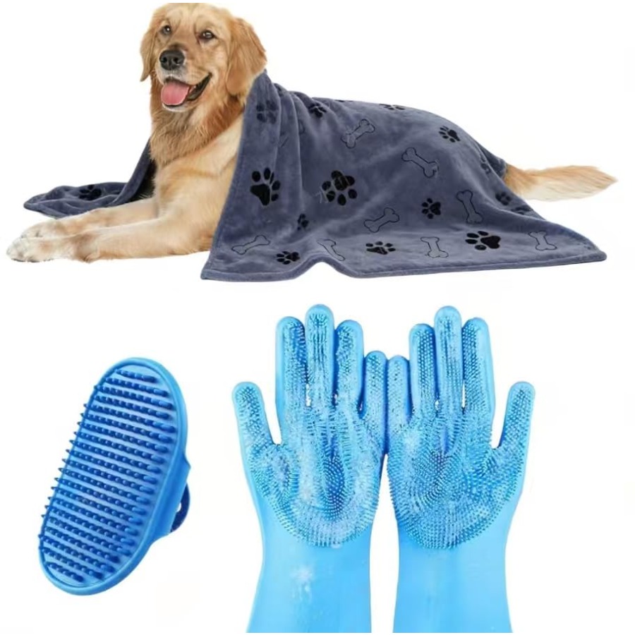3点セット 犬用バス用品、犬用バスブラシ、犬用洗浄用手袋、犬 - Pet X Supplies & Tack Photos のレビューと価格