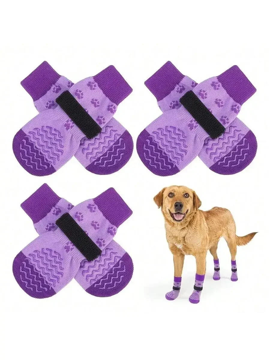 6個入り滑り止め犬用ソックス、滑り防止、冬用犬用シューズ、両 - Dog Booties Paw Protector のレビューと価格