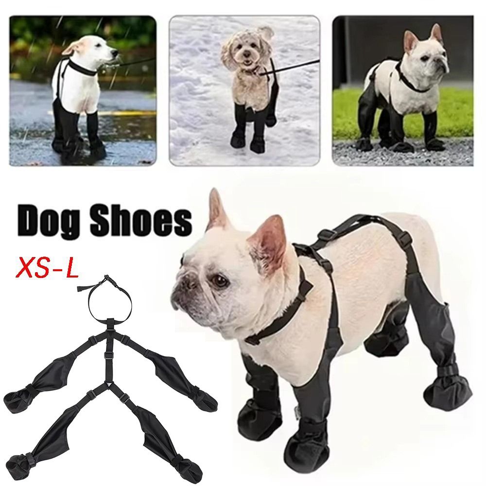 落下防止防水犬用シューズ、調節可能な滑り止め犬用レインブーツ - Dog Booties Paw Protector のレビューと価格