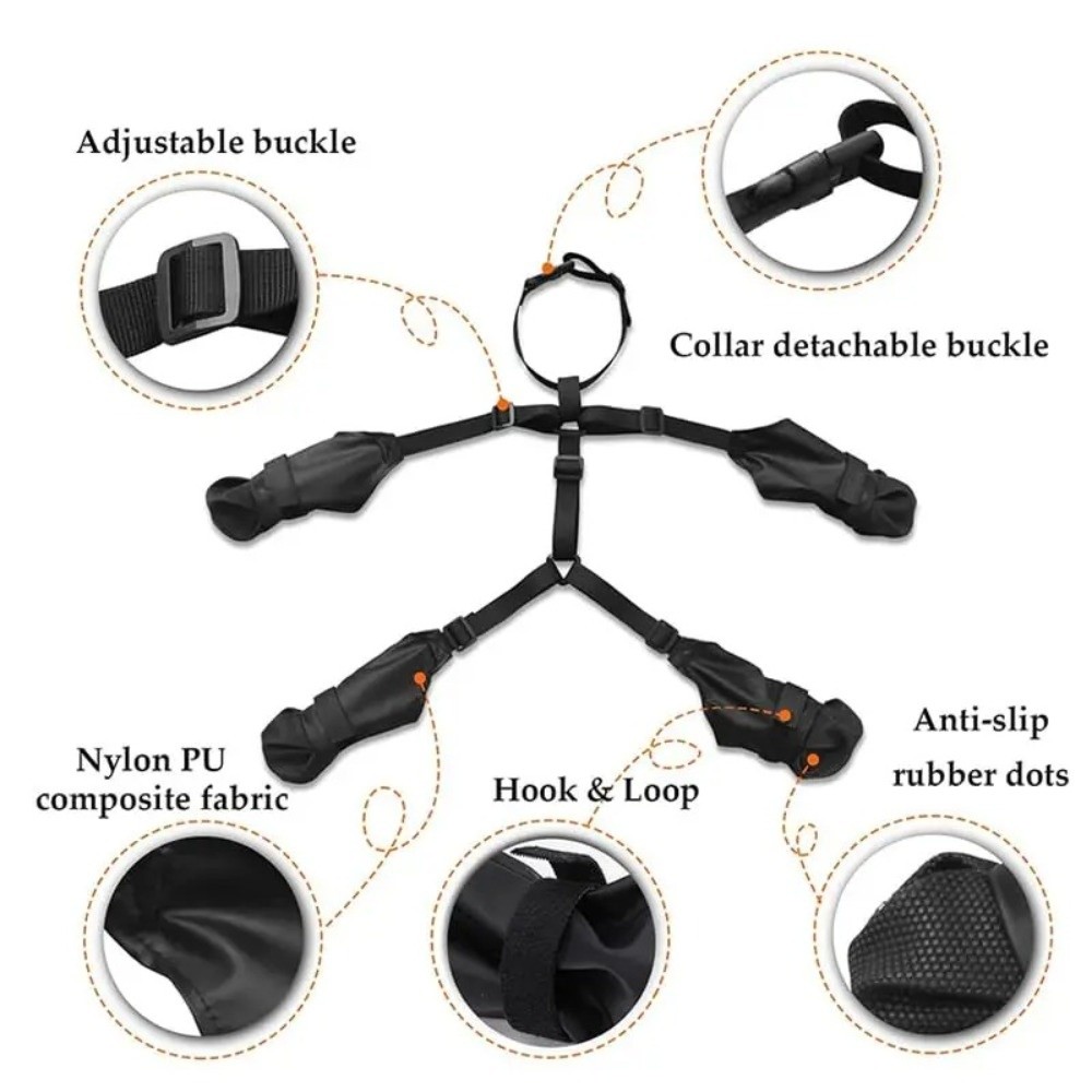 落下防止防水犬用シューズ、調節可能な滑り止め犬用レインブーツ - Dog Booties Paw Protector のレビューと価格