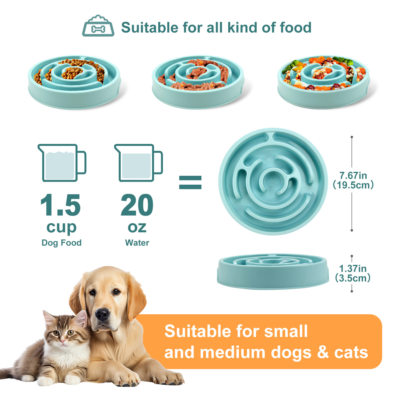 滑り止めペットスローフードボウル、耐久性があり、あらゆるサイ - Slow Feeder Dog Bowl のレビューと価格