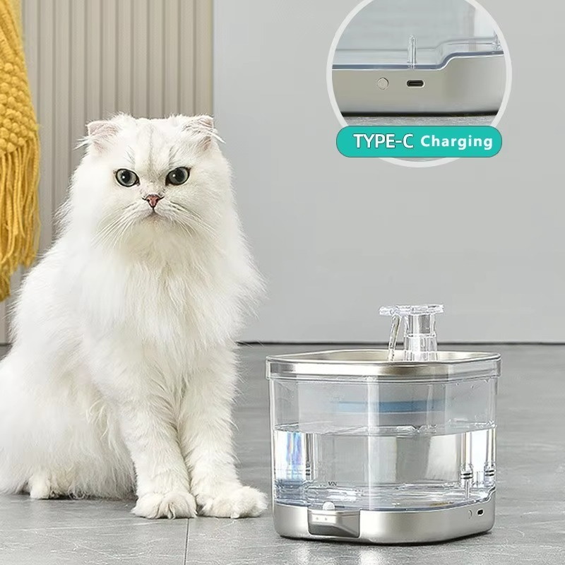 自動ペット給水器 ステンレス製 ワイヤレス充電式 猫用ウォー - Pet Water Fountain のレビューと価格