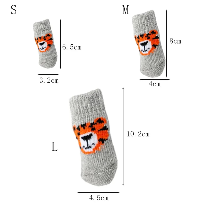 4個入り 冬用ペット犬用ソックス 滑り止め付き 暖かいニット - Dog Booties Paw Protector のレビューと価格