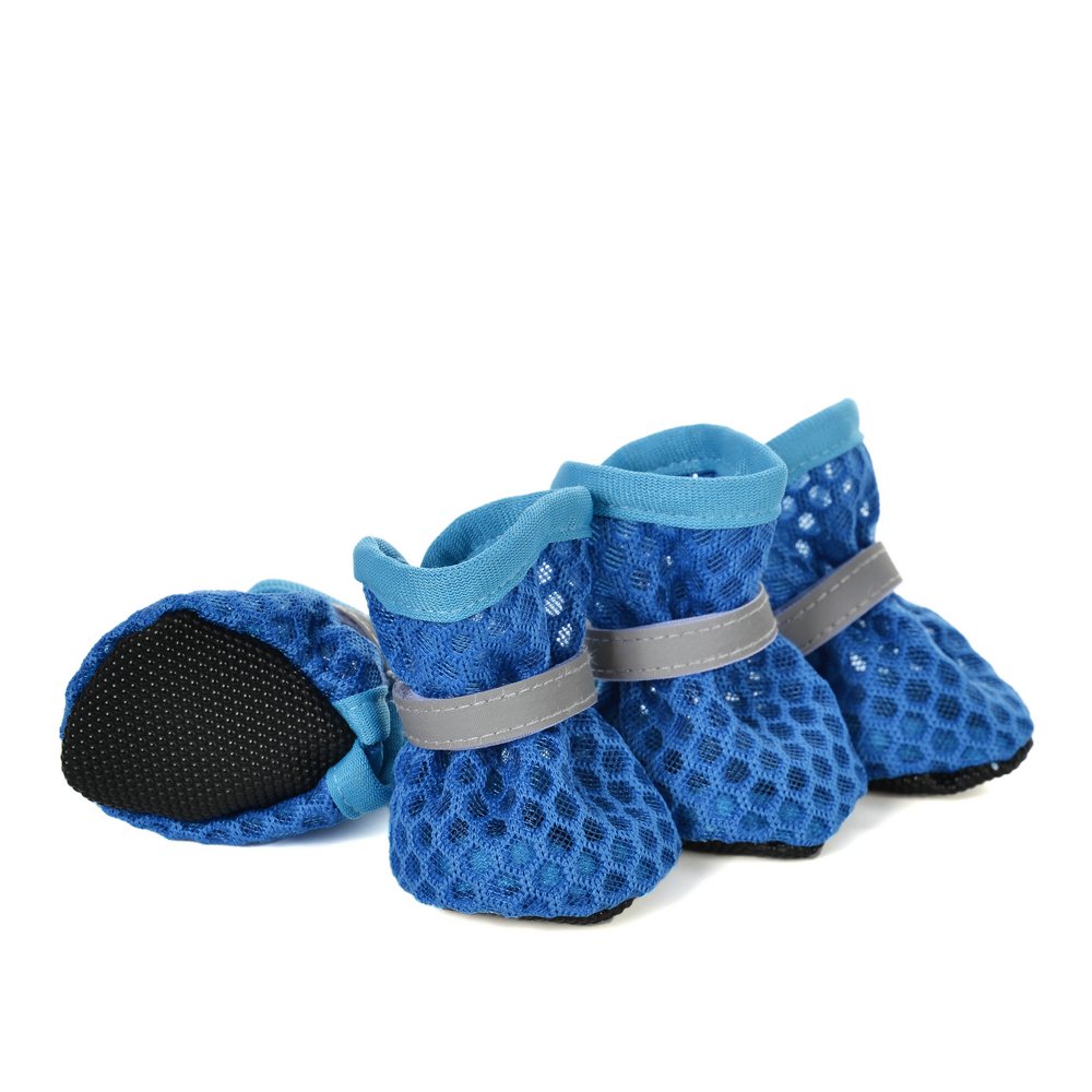 4 ピース/セット夏通気性犬の靴小型犬猫屋外滑り止め反射子犬 - Dog Booties Paw Protector のレビューと価格