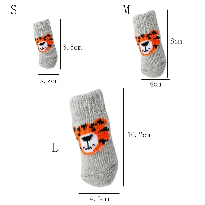 4個入り 冬用ペット犬用ソックス 滑り止め付き 暖かいニット - Dog Booties Paw Protector のレビューと価格