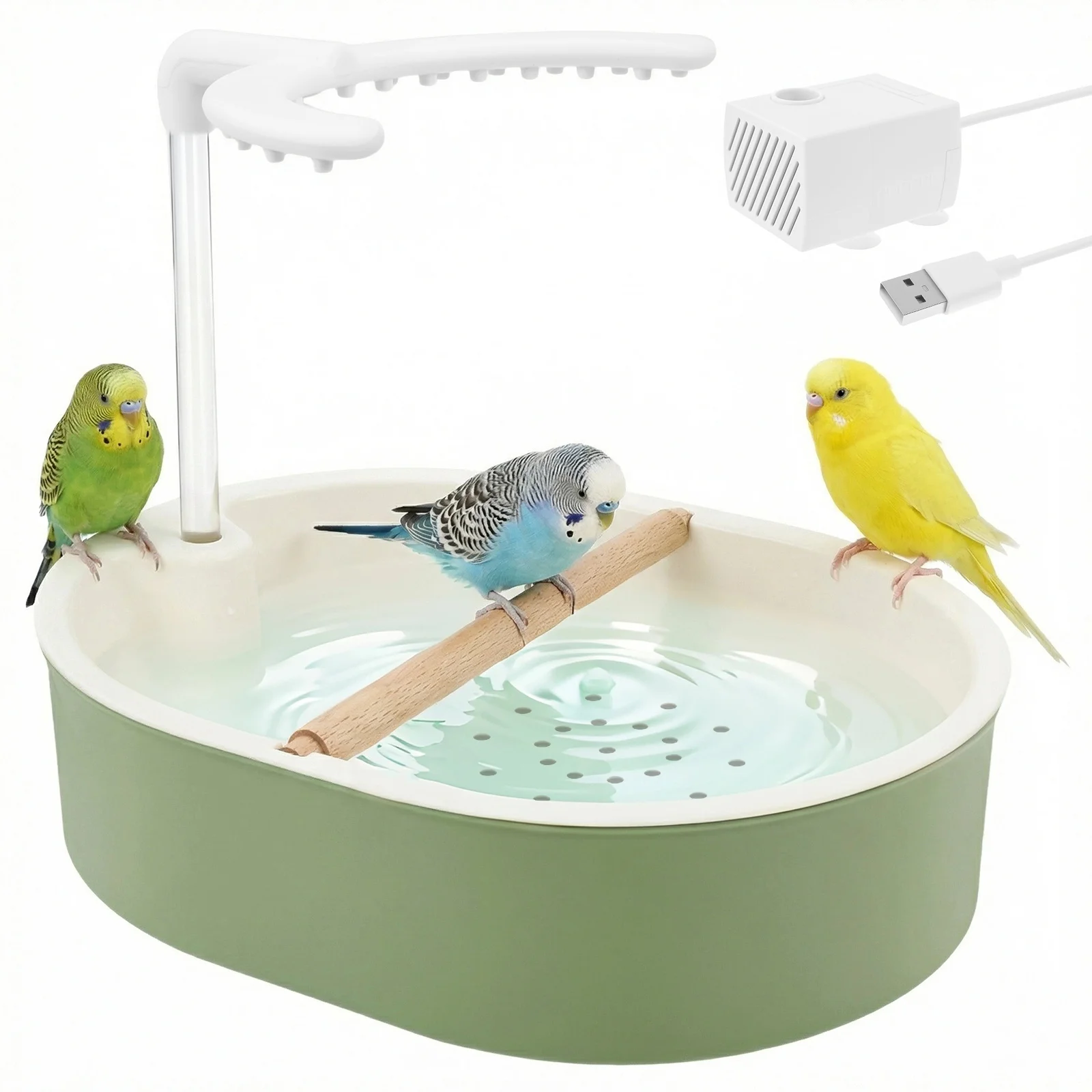 自動オウム鳥用浴槽 USB電動ペット循環水流バードバスシャワ - Pet Water Fountain のレビューと価格