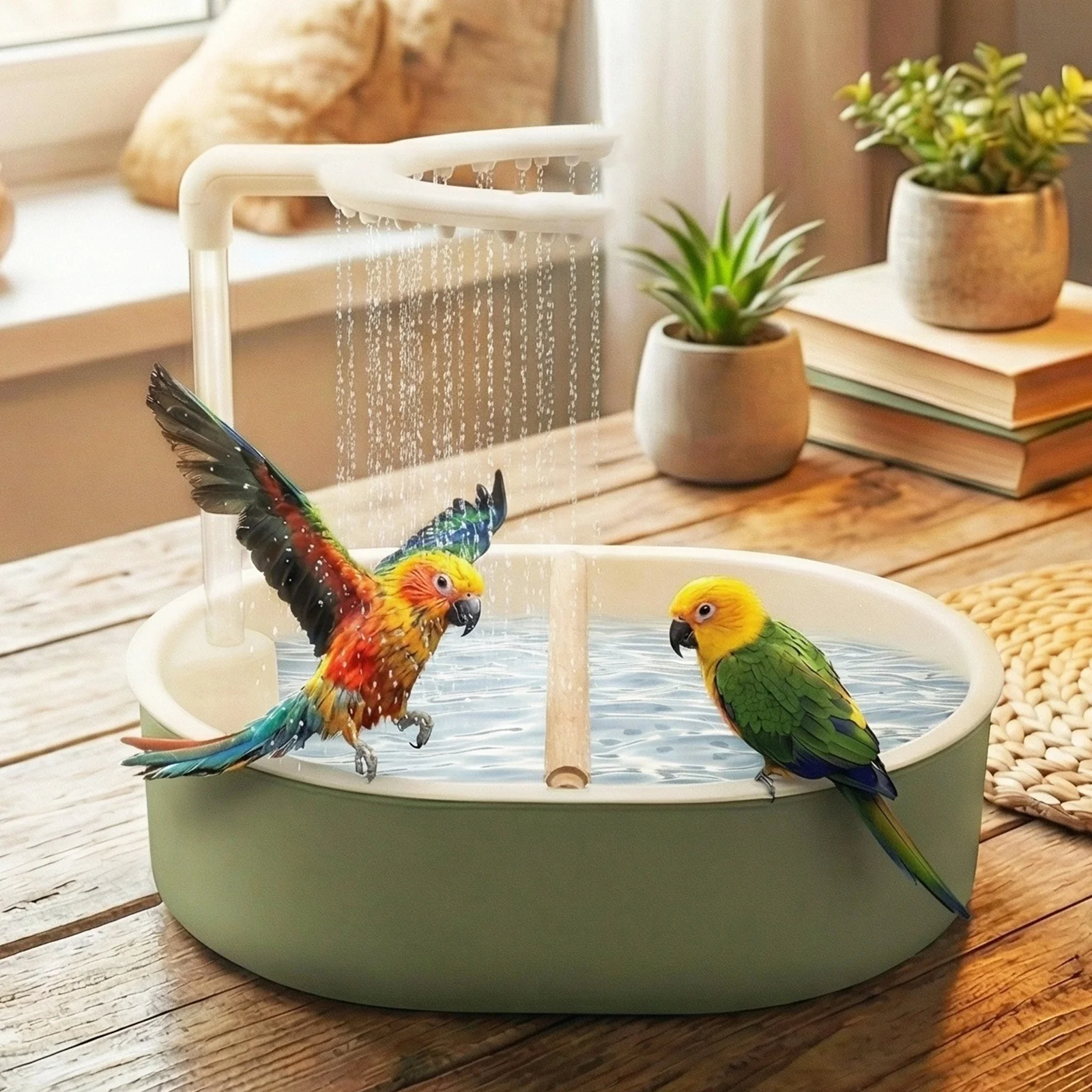 自動オウム鳥用浴槽 USB電動ペット循環水流バードバスシャワ - Pet Water Fountain のレビューと価格