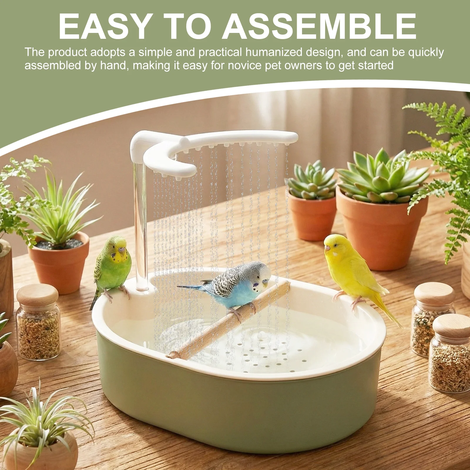 自動オウム鳥用浴槽 USB電動ペット循環水流バードバスシャワ - Pet Water Fountain のレビューと価格