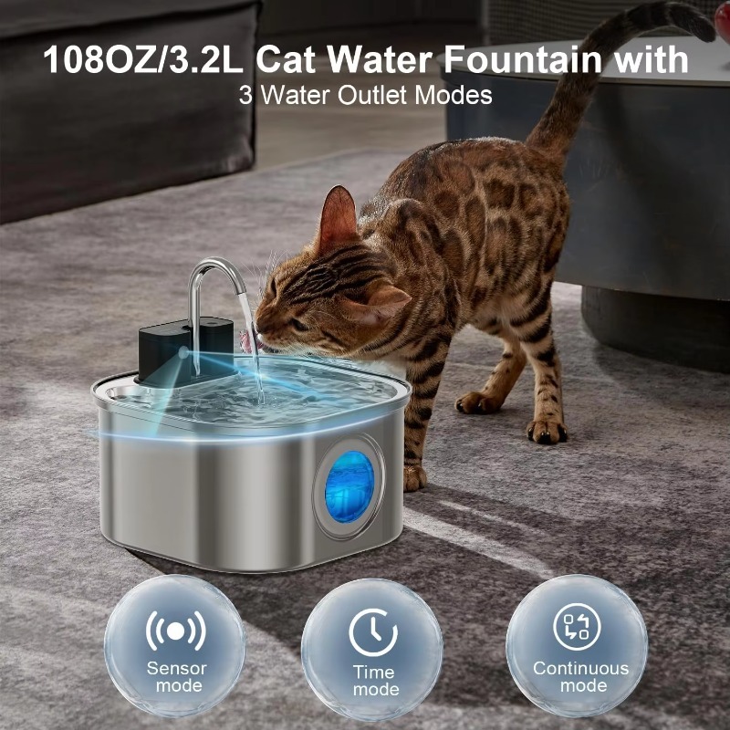 3.2L ワイヤレス猫用ウォーターファウンテン ステンレス製 - Pet Water Fountain のレビューと価格